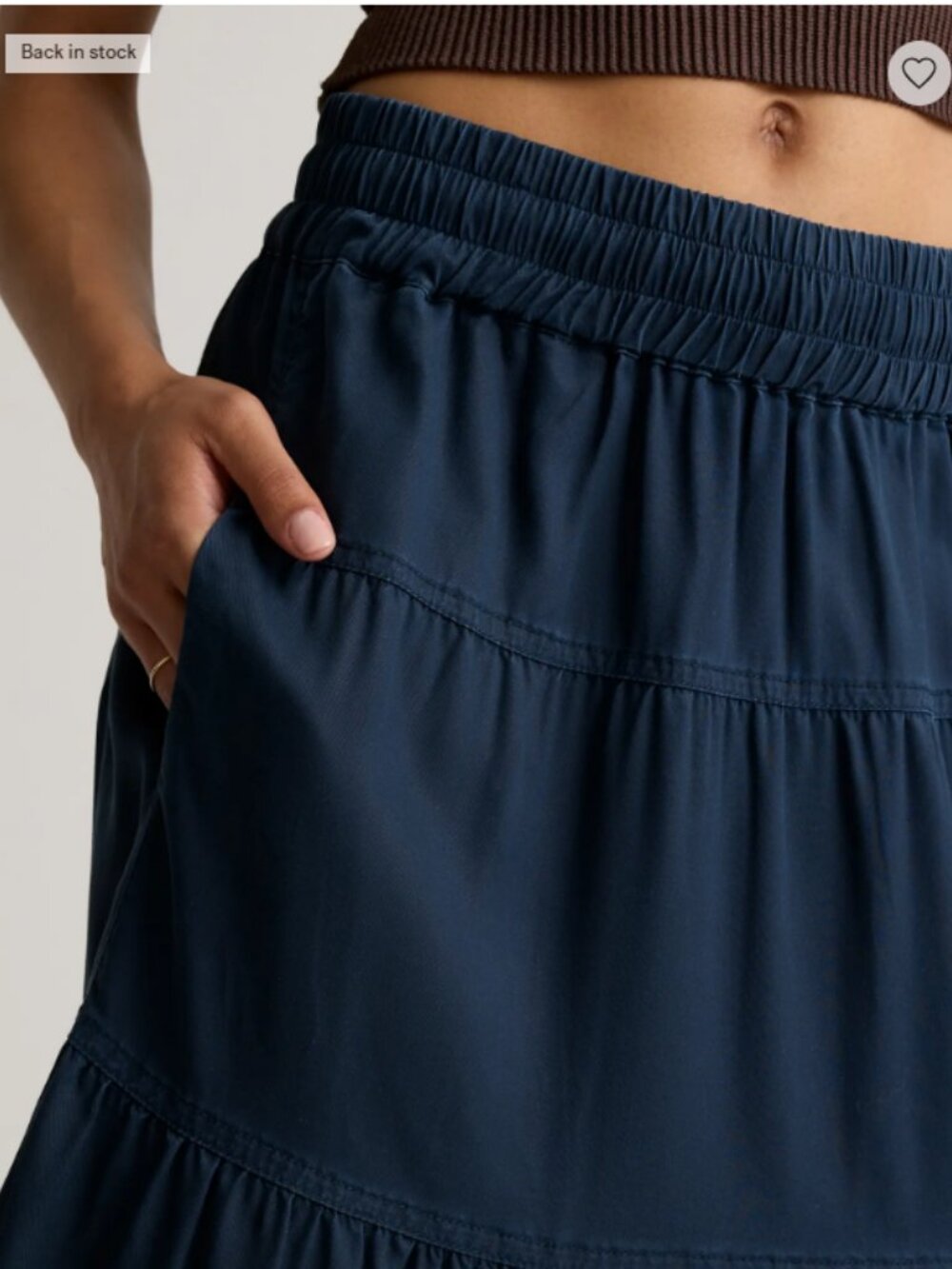 NWT Quince Tencel Tiered Maxi Skirt in Midnight Blue - Picture 3 of 12